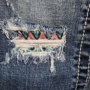 Miss Me Rhinestones Distressed Blue Jeans 25 - Inseam 26 Cropped